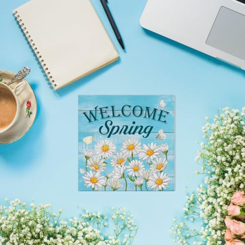 Spring Decor Welcome Spring Daisy Wooden Sign, Farmhouse Home - color: a-20
