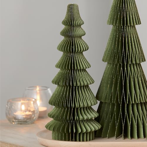 Set of 3 Honeycomb Paper Olive Green Trees (Medium Set 3 Olive) - color: Medium Set 3 Olive