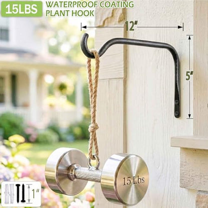 Lifyzoon Plant Hanger Brackets - 8 Inch 2 Pack Metal Outdoor Wall Hooks - size: 8Inch-2Pack