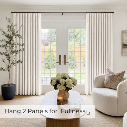 INOVADAY Linen Textured 100% Blackout Sliding Door Curtains 102x90 Beige - color: Beige, size: 102"W x 90"L (Pack of 1)