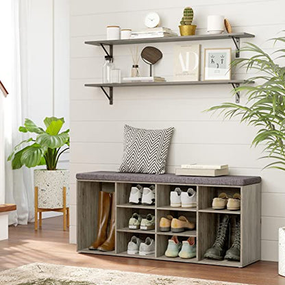 DINZI LVJ Long Wall Shelves, 47.3Inch Wooden Floating Shelves with Brackets - color: Grey Wash, size: 47.3 Inch