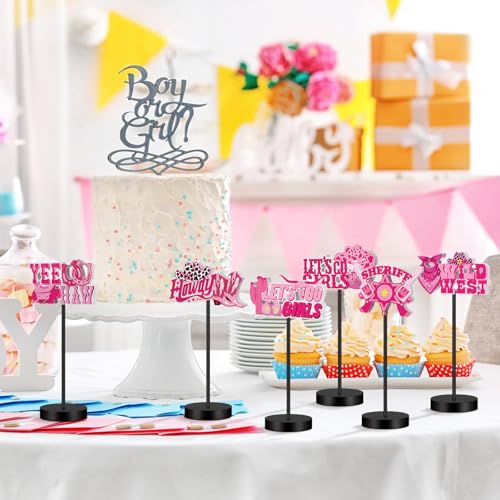 DoubleFill 6 Pcs Pink Cowgirl Disco Decoration for Table Centerpieces - style: Cow Girl