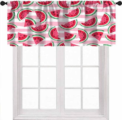 Watermelon Valance Curtains, Pink Summer Fruit Seasonal Rustic Farmhouse Window Curtain Valances for Kitchen Dinning Room Living Room Bedroom 1 Panel, 54x18 Inch - color: Fruit-16, size: 53"W x 18"L (Pack of 1)