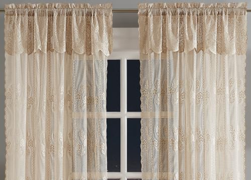 Warm Home Designs Pair of 2 54 x 84 Gold Crochet Curtains. SIC Linen 84” - color: Linen, size: 54"W x 84"L (Pack of 2)