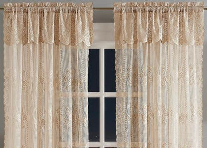 Warm Home Designs Pair of 2 54 x 63 Gold Crochet Curtains. SIC Linen 63” - color: Linen, size: 54"W x 63"L (Pack of 2)