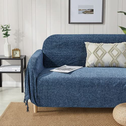 BOURINA Chenille Throw Blanket Boho Throw Outdoor Blanket,50x60Inch Navy - color: Navy, size: 50"×60"