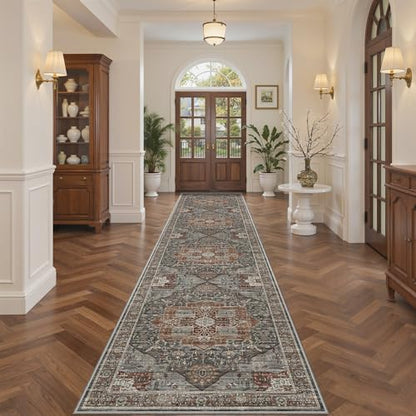 Roxstand Washable 2.6x10 Hallway Runner Rug, Grey/Brown/Tan - color: Grey/Brown/Tan, size: 2'6"x10'(Runner)