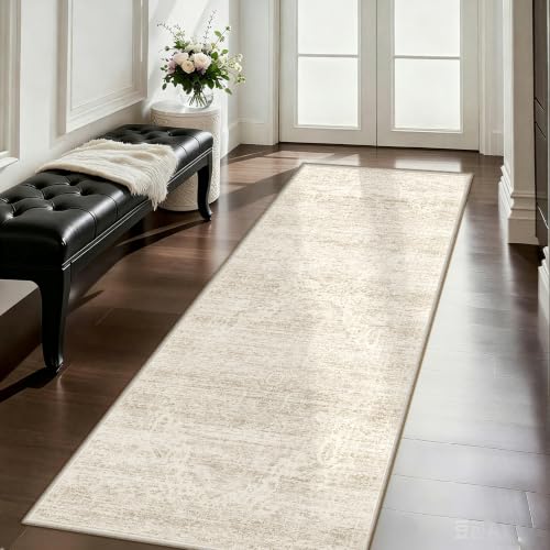 Hallway Runner Rug 3x6 - Washable Kitchen Rugs Non Slip，Stain Resistant Entryway Rug Runner，Boho Vintage Soft Runners for Hallways，Dining Living Room Bedroom - color: Beige/Brown, size: 3' x 6' (Runner)