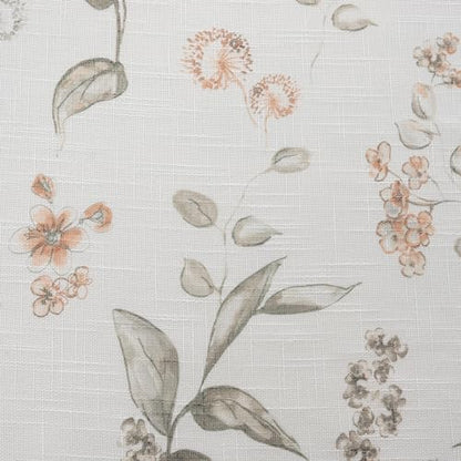 SUOUO Floral Semi Sheer Curtains Linen Textured 84 inches 2 Panels - color: Coffee-l, size: 52"W x 84"L (Pack of 2)