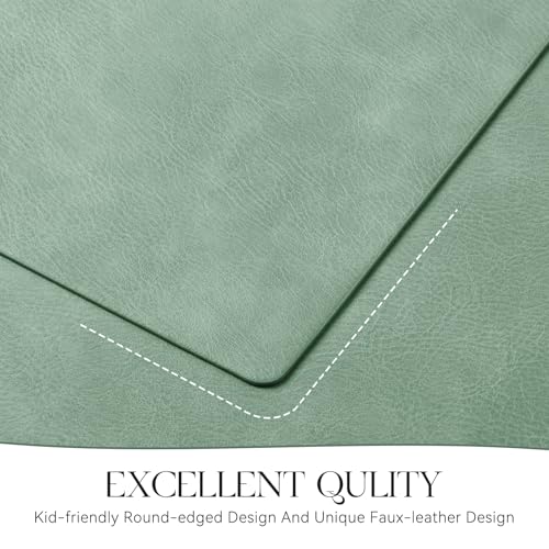 MOSAYT Vinyl Faux Leather Placemats, Set of 6, Green - color: Green