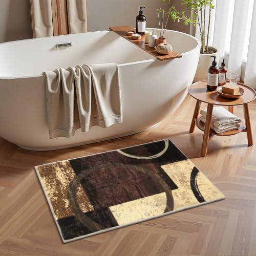 Yamaziot 2x3 Washable Modern Abstract Area Rug Non-Slip Entryway Rug - color: Brown, size: 2x3ft