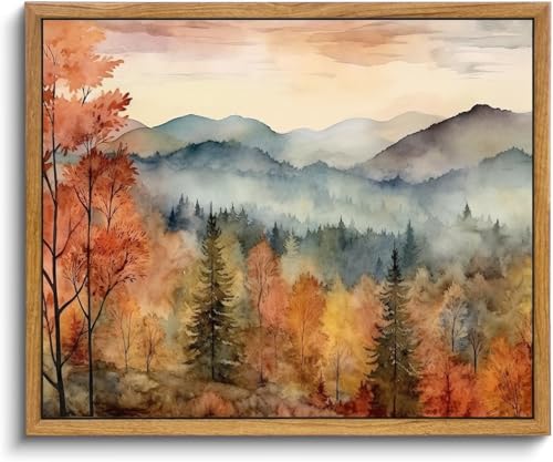 KBKART Framed Canvas Wall Art, Fall Trees Forest Wall Decor 16x24inch - color: Autumn Landscape, size: 24"L x 16"W