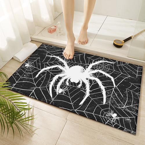 Black White Spider Web Indoor Door Mat Non-Slip Halloween Doormat Washable Decorative Mat Rug for Outdoor Entryway Kitchen Bathroom 17x30 Inch - color: Black White Spider Web