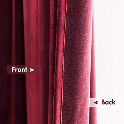 MIULEE Burgundy Red Blackout Velvet Curtains Drapes 63 Inch Long 52"x63" - color: Burgundy, size: 52"W x 63"L (Pack of 2)