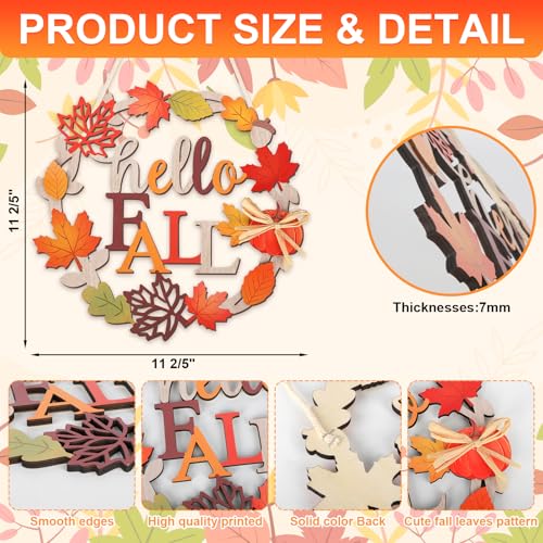 COCHIE Vintage Hello Fall Decorations Fall Leaves Pumpkins Welcome Sign - style: Retro