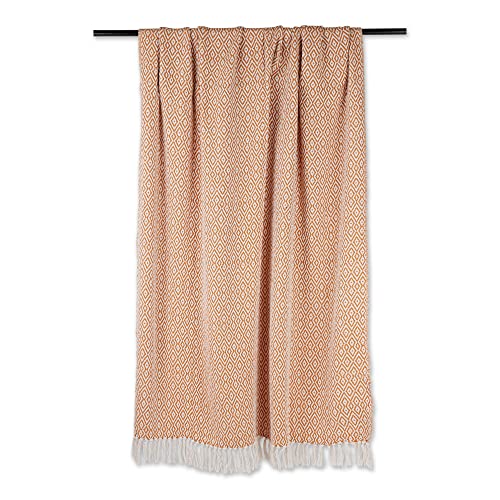 DII Rustic Farmhouse Double Diamond Woven Throw, 50x60, Pumpkin Spice - color: Pumpkin Spice, size: 50x60"