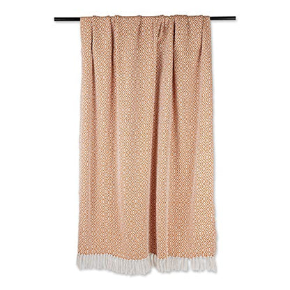 DII Rustic Farmhouse Double Diamond Woven Throw, 50x60, Pumpkin Spice - color: Pumpkin Spice, size: 50x60"
