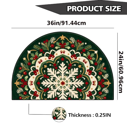 Christmas Half Round Door Mat 24"x36", Non-Slip Indoor Entryway Rug - color: Multicolor-10