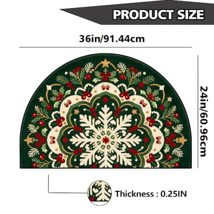 Christmas Half Round Door Mat 24"x36", Non-Slip Indoor Entryway Rug - color: Multicolor-10