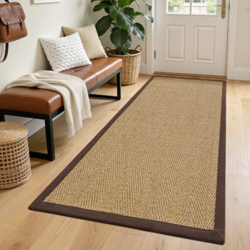 DEXI Jute Runner Rug 3x7, Rug Runners for Hallways, Natural/Brown - color: Natural/Brown, size: 3' x 7' (Runner)