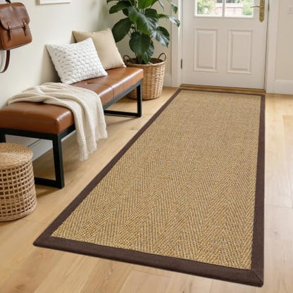 DEXI Jute Runner Rug 3x7, Rug Runners for Hallways, Natural/Brown - color: Natural/Brown, size: 3' x 7' (Runner)