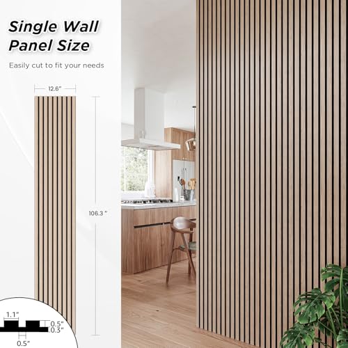 SMARTSTANDARD 4 Pack 106" x 12.6" Wood Slat Wall Panels, Walnut - color: Walnut, size: 106" x 50.4"