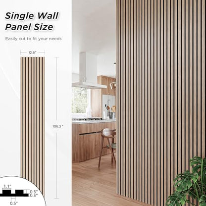 SMARTSTANDARD 4 Pack 106" x 12.6" Wood Slat Wall Panels, Walnut - color: Walnut, size: 106" x 50.4"