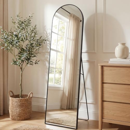 JONATHAN Y Adrian Arched Full Length Mirror 16" x 59" Metal Frame, Black - color: Black