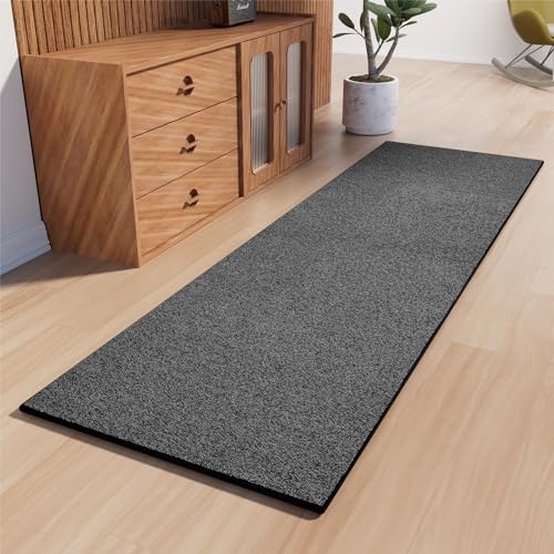 AREDO Runner Rug with Non Slip Rubber Backing 2*6 ft, Washable Soft Floor Carpet for Kitchen, Hallway, Entryway Indoor, Bedroom, Laundry, Low Pile Area Rugs, Solid color with Pointillism style, BLACK - color: Black, size: 6' x 2' (Runner)