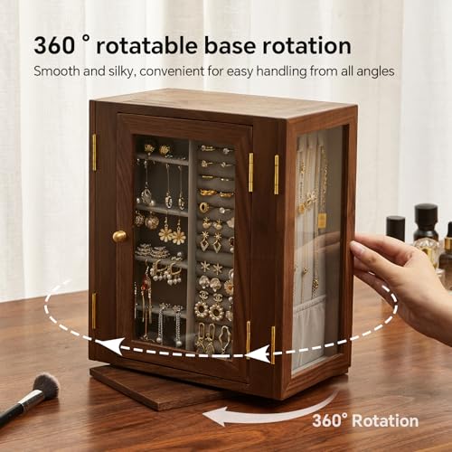 360 Rotating Design Wooden Jewelry Box for Women - size: Rotation