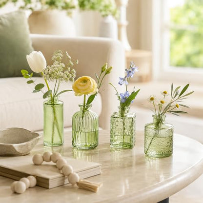 UPBUD Green Glass Bud Vases Set of 36, Small Vases for Flowers - color: Green