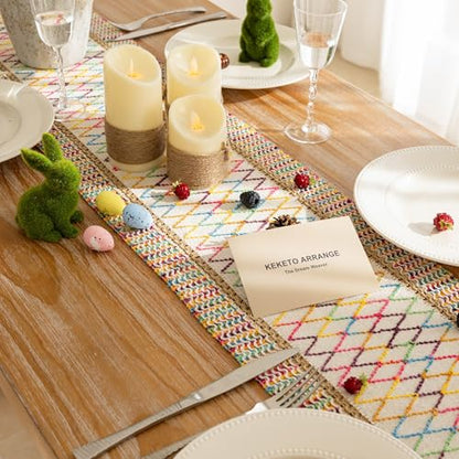 Keketoarrange Boho Macrame Table Runner 12x60 Inch - color: Colorful, size: 60"L