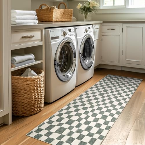 jinchan 2x6 Runner Rug Modern Checkered Geometric Lattice Hallway Rug, Grey - color: Checkered Grey, size: 2' x 6' (Rectangular)