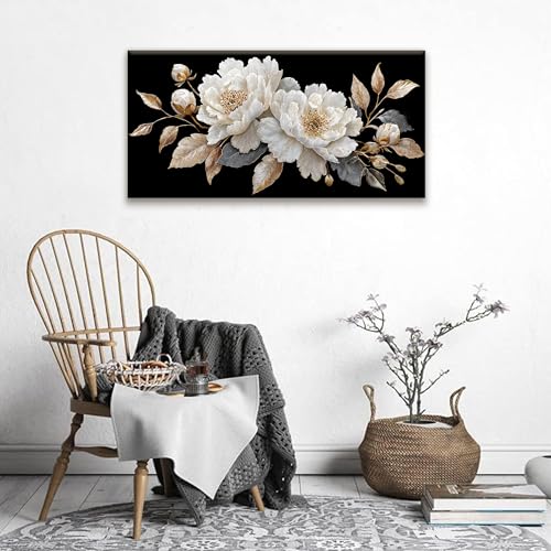 Elegant White Flower Wall Art Prints 20"x40" Canvas Wall Art For Bedroom - color: HX7D, size: 40"L x 20"W