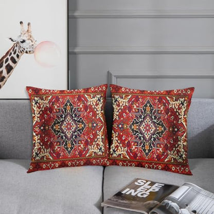 Britimes Throw Pillow Covers Set of 2, 18 x 18 Inch, Tribal Red - color: Ethnic Tribal 10, size: 18" x 18" (Pack of 2)