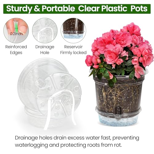 MIXC 12 Pack 5 Inch Self Watering Pots for Indoor Plants with Wicking Rope - size: 5 Inch (12 Pack)