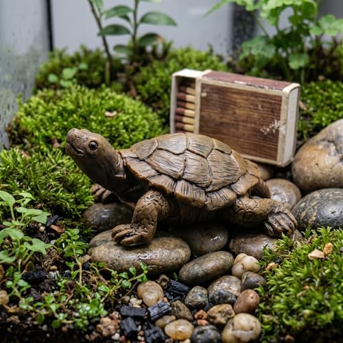 2-Pack Mini Turtle Figurines, Outdoor Resin Garden Statues