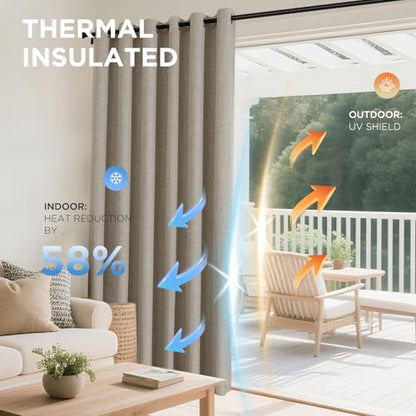 Joydeco Blackout Curtains 90 Inches Long 2 Panels Burg, Room Darkening Curtains for Bedroom, 100% Black Out Textured Thermal Drapes Privacy Protection 2 Panels Set(W52 x L90 Inch, Linen) - color: Linen, size: 52"W x 90"L (Pack of 2)