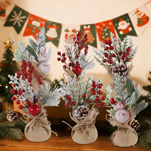 winemana 6 Pcs Mini Christmas Tree Table Decorations Holiday Centerpieces - size: Style 3