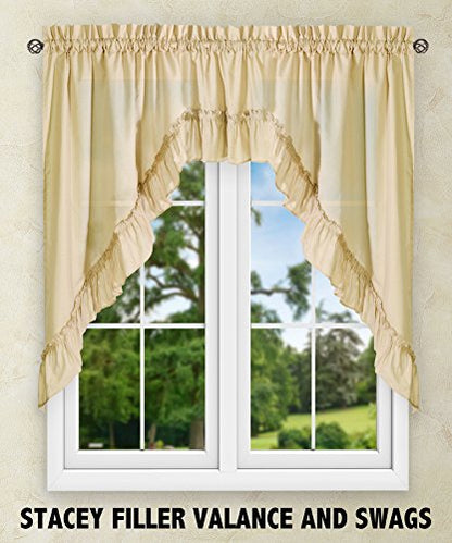 Ellis Curtain Stacey 54-by-13 Inch Ruffled Filler Valance (Almond) - color: Almond