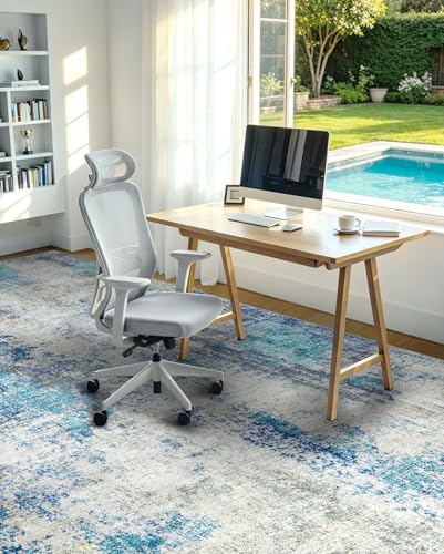 Washable Area Rug Living Room Rugs 10x14 - Neutral Modern Abstract Rugs Soft Carpet with Non Slip Backing for Under Dining Room Table, Bedroom, Home, Office,Light Blue - color: Light Blue/Gray, size: 10' x 14' (Rectangular)