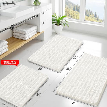 Smiry Bathroom Rugs 47X24, Extra Soft Rubber Backing Chenille Bath Mats - color: Ivory, size: 47'' X 24''