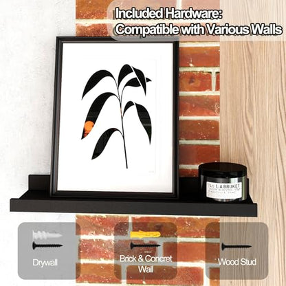 Small Black Floating Shelves for Wall, Shelf with Lip Set of 2, 4 in - color: Black, size: 3.9in