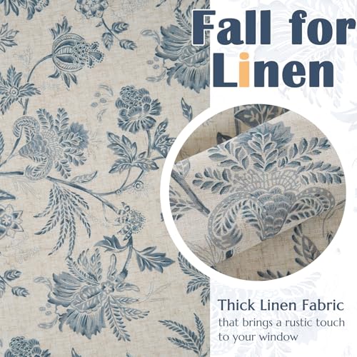 jinchan Floral Valance Curtain Linen 16 Inch Farmhouse 1 Panel Blue - color: Jacobean | Blue, size: 50"W x 16"L (Pack of 1)