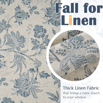jinchan Floral Valance Curtain Linen 16 Inch Farmhouse 1 Panel Blue - color: Jacobean | Blue, size: 50"W x 16"L (Pack of 1)