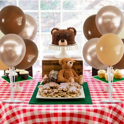 TONIFUL 4 Brown Champagne Gold Balloon Stand Balloon Centerpiece for Table - color: Brown Champagne Gold