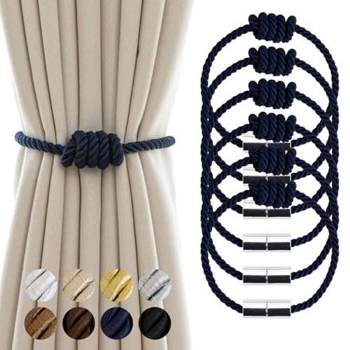 Curtain Tiebacks Magnetic Decorative Rope Tie Backs Holdbacks Contoeey - color: Navy