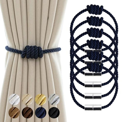Curtain Tiebacks Magnetic Decorative Rope Tie Backs Holdbacks Contoeey - color: Navy