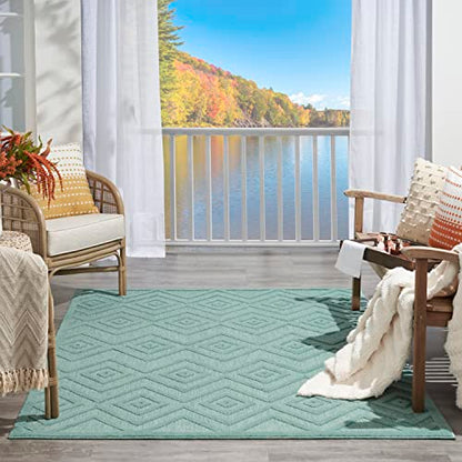 Nourison Home Versatile Aqua Teal 5' x 7' Area Rug - Easy Clean, Non Shedding, Bed Room, Living Room, Dining Room, Kitchen (5' x 7') - color: Aqua Teal, size: 5' x 7' (Rectangular)