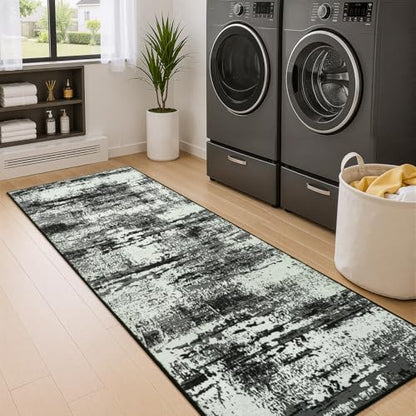 Merelax 2x6 Hallway Runner Rug Washable Non-Slip Black White Low Pile Rugs - color: Black White, size: 2' x 6'(24''x72'')